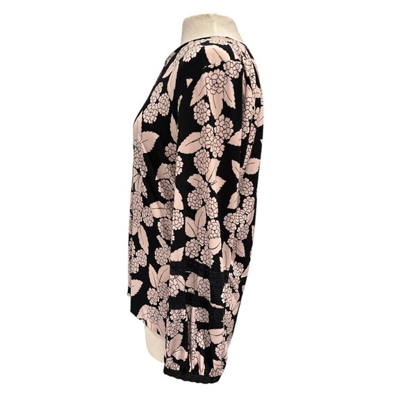 Karl Lagerfeld Paris Womens Long Sleeve Floral Blouse Black & Pink Size L - Picture 2 of 10